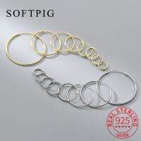 【YP】 SOFTPIG Real 925 Sterling 1.2/1.5mm Wire Diameter Large Hoop Earrings for Jewelry Accessories