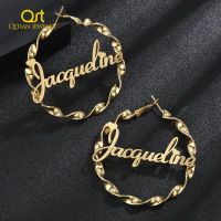 45mm-85mm Custom Hoop Earrings Customize Name Earrings Twist hoop earrings Personality Earrings With Statement Words Hiphop y