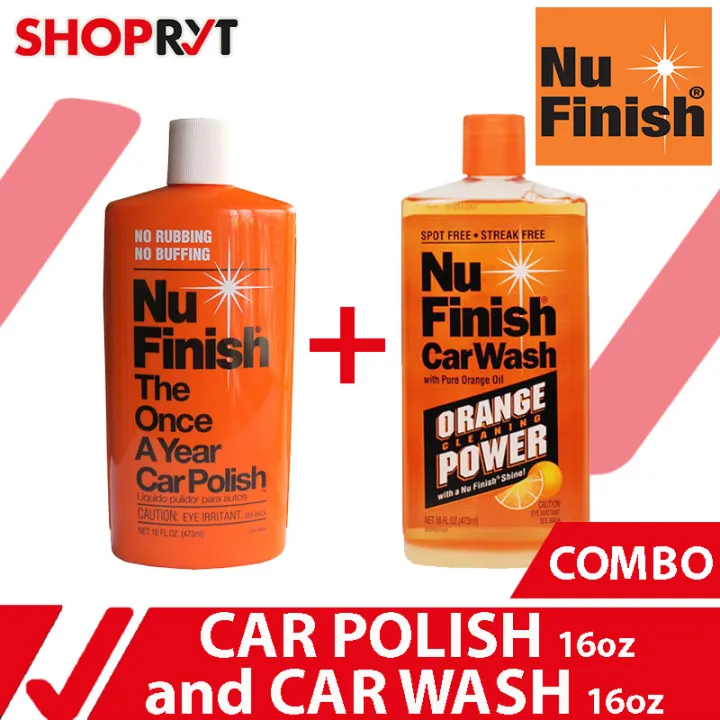 Nu Finish Car Polish Liquid 16oz Car Care Kit + Nu Finish Car Wash 16oz