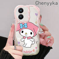 เคส Chenyyka สำหรับ VIVO Y22เคส Y22s ลายการ์ตูนน่ารักสีชมพูเมโลดี้เนื้อครีมเคสโทรศัพท์โปร่งใสขอบเป็นคลื่นใช้ได้กับเด็กผู้ชายและเด็กผู้หญิงเคสซิลิโคนอ่อนชัดเจนกันกระแทก