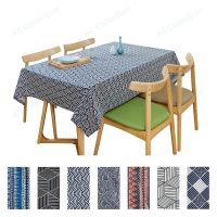 DansUnReve Tablecloth 100x140 140x140 140x220cm Cotton Linen Tablecloth Japanese Style Geometric Table Cover Home Decor