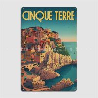 Cinque Terre อิตาลีกรอบพิมพ์โปสเตอร์เมทัลมีคราบผับเครื่องตกแต่งฝาผนังโรงจอดรถสร้างโปสเตอร์ดีบุก