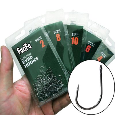 【hot】✎☢♞  50 or 10 pcs Non-barb barbless Carp Fishing Hooks with Hole Size 3/0 2/0 2 4 6 8 fishhook