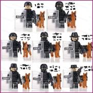 Yt1 lego minifigures dòng cảnh sát quân sự swart and dog lắp ráp khối xây