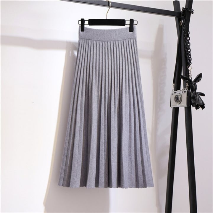 cc-2022-elastic-waist-knitted-skirt-thick-warm-pleated-female-skirts