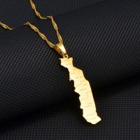 ☽ﺴ Anniyo Map of Togolaise Pendant Necklaces Jewellery City Name Map Togo Gold Color Jewelry Togolese Chain 174521