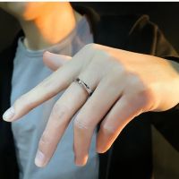 Lettering 925 Sterling Silver Trendy Mens Single Ring Retro Simple Personality Hip-Hop Live [Xinjiang Tibet Special Chain]