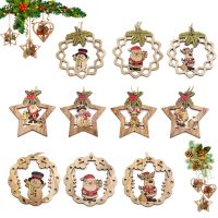 Hot!Set of Mix Christmas Wooden Pendants Ornaments Creative Wood Craft Xmas Tree Ornament Christmas Party Decorations Kids Gifts