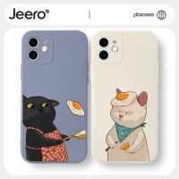 Jeero เคสคู่ เคสไอโฟน คู่รัก ขอบเหลี่ยมกันกระแทกซิลิโคนนุ่มการ์ตูนน่ารักตลก เคสโทรศัพท์ Compatible for iphone 14 13 12 11 Pro Max SE 2020 X XR XS 8 7 6 6S Plus พลัส HFF656