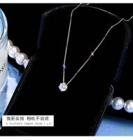 Fashion necklace สร้อยคอเงินแท้925 สร้อยคอแฟชั่นวงกลมเพชรเดี่ยว เพชรเม็ดเล็กสำหรับผู้หญิงชอบเรียบๆ (พร้อมกล่อง)