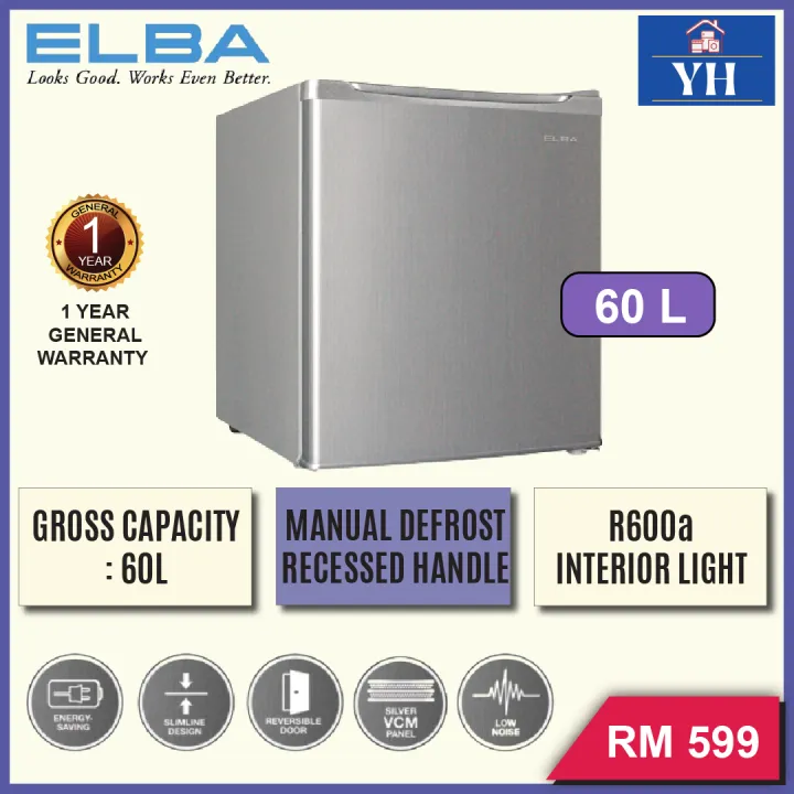 Elba 60L Manual Defrost Single Door Refrigerator Fridge Mini Bar EMB