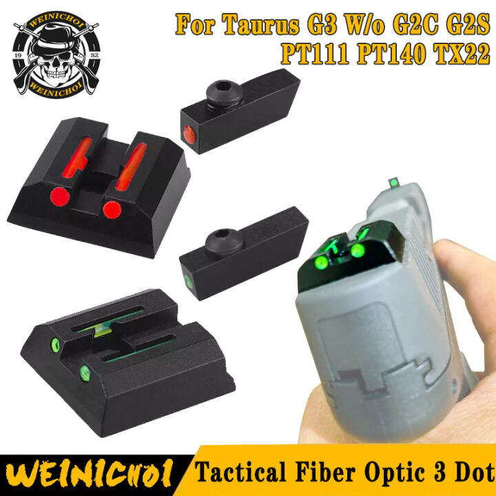 Wnc Tactical Fiber Optic 3 Dot Front And Rear Sight Set Metal Sights