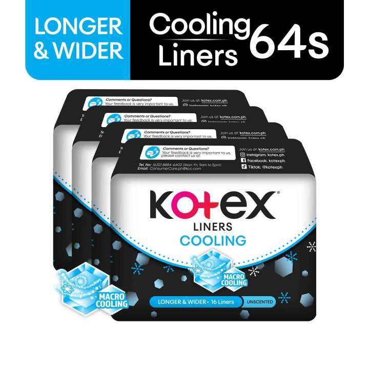 Kotex Liners Longer & Wider Cooling 16s x 4 Pack Lazada PH