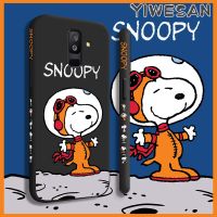 Yiเว็บเคสสำหรับ Samsung A6 Plus 2018 A6 + เคสการ์ตูนน่ารัก Snoopy ดีไซน์ใหม่กันกระแทกเคสใส่โทรศัพท์ฝาหลังแบบเต็มกล้องขอบด้านข้างเคสแบบซิลิโคนนิ่มเคสป้องกัน