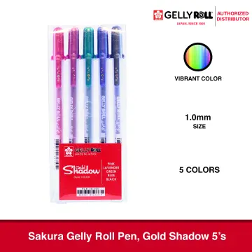 5 Sakura Gelly Roll Pens, Colored, Silver Shadow 5 Sakura Bold