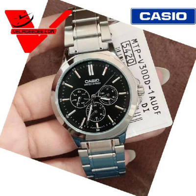 Casio Standard นาฬิกาข้อมือ สายแสตนเลสแท้ แสดงวันที่ (ประกันCMG 1ปี) รุ่น MTP-V300D-1A