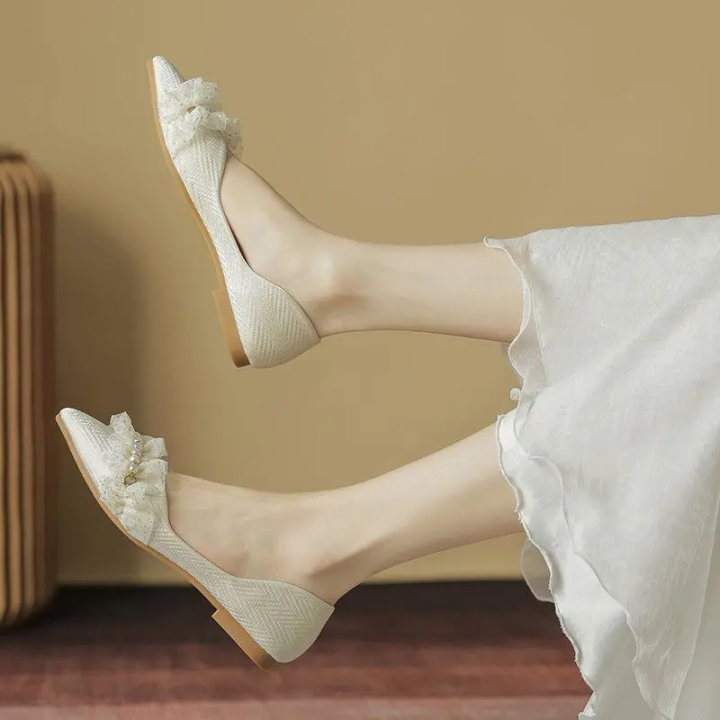 อูหลงคุณภาพสูงแฟชั่นเกาหลีรองเท้าตุ๊กตาแพลตฟอร์มรองเท้าแบบสั้น-sepatu-slip-on-แบนรองเท้าแหลมรองเท้ายางสำหรับผู้หญิงรองเท้าทำงานหนัง-pu-สำหรับผู้หญิงรองเท้าสำนักงานผู้หญิงขี้เกียจแบรนด์ดั้งเดิม2023ใหม่