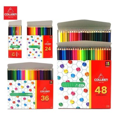 COLLEEN สีไม้คอลลีน สีคอลลีน สีไม้ ดินสอสี หัวเดียว ด้ามเหลี่ยม 12/24/36/48 สี (จำนวน 1 กล่อง)