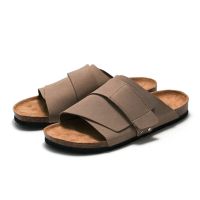 2022 New Summer Men Women Cork Slipper Casual Beach Non-slip Outside Nubuck Leather Slip on Slides Shoes Men Women Sandals House Slippers