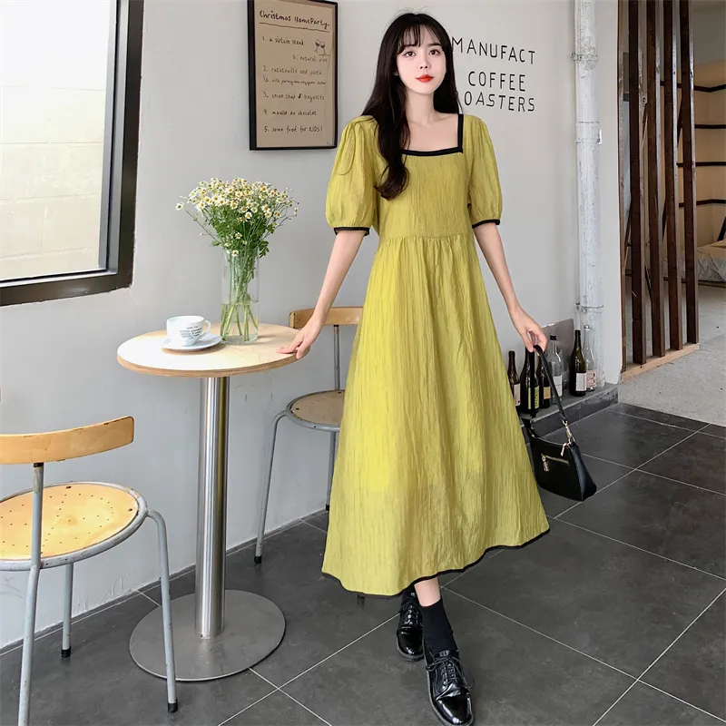 G42465 # ĐẦM Cho Bà Bầu Dễ Phối Đầm Maxi Màu Trơn Cổ Vuông Eo Cao ...