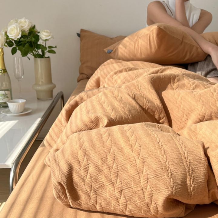 4-in-1-plain-bedding-set-single-queen-king-size-ear-of-wheat-pattern-comforter-cover-japanese-style-bedsheet-soft-fabric-pillowcase