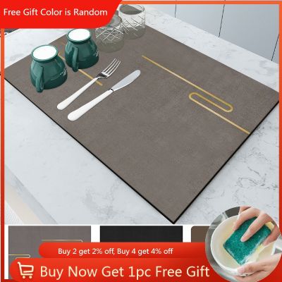 【CC】●✠❈  for Drying Dishes Absorbent Sink Drain Tableware Draining Printed Dinnerware Cup Bottle Placemat Rugs