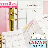 กระดาษรีฟิล 6 รู แผนรายเดือน ไม่ลงวันที่ ⭐️ พับเก็บ / กางได้ 3 ทบ Jamie Undated Monthly Plan A6/A5 by mimisplan