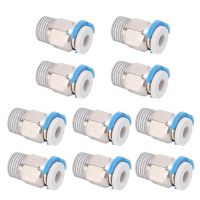 10Pcs 3D Printer PC4 M10 Male Pneumatic Fitting Connector for E3D V6 Long Distance Bowden Extruder with Clips For Ender3/ CR10