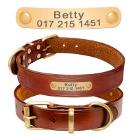 Personalized Dog Collars Leather Customized ID Name Collars for Dog Adjustable Engrave for Small Medium Large Dogs Pets Pug XS