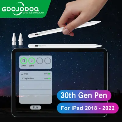 GOOJODOQ สําหรับดินสอ ipad pencil 2 pencil 1 ไตลัสสําหรับ iPad Bluetooth ปากกาปฏิเสธฝ่ามือ Palm Rejection iPad ปากกาสําหรับ iPad Pro 11/12.9 Air 5 Air 4 iPad 7th 8th 9th 10th iPad 2018-2023