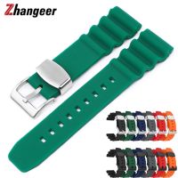 【hot】♞  22mm Silicone Watchband Men Diver Rubber Straps Sport Band