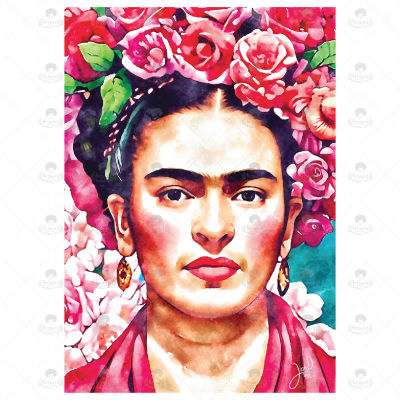 ภาพวาด ไอดอล ID W003 Frida Khalo ภาพวาดสีน้ำ จากiPad โปรแกรม PROCREATE งานปริ้นท์เลเซอร์