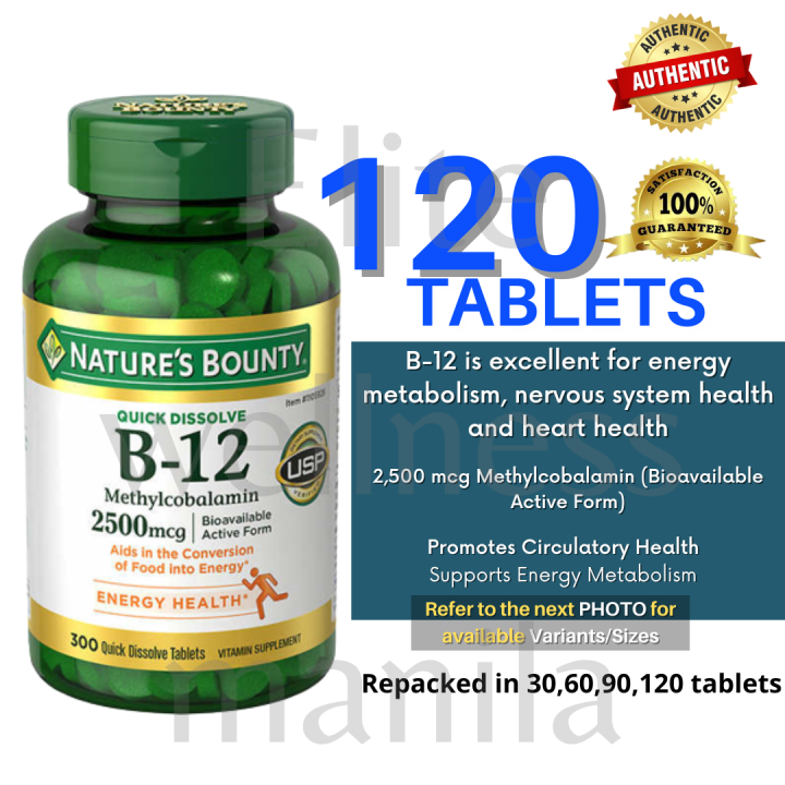 120 Tablets- Nature's Bounty Vitamin B-12 2500 mcg AUTHENTIC | Lazada PH