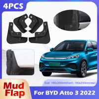 Foya บังโคลนรถยนต์สำหรับ BYD Atto 3 2022 EV 4ชิ้นแผ่นบังโคลนยางด้านหน้าและด้านหลังพลาสติกกันชนพร้อมสกรูยึดอุปกรณ์ตกแต่งรถยนต์