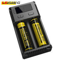 เครื่องชาร์จแบตเตอรี่ Nitecore ที่ชาร์จสองช่องพร้อมจอแสดงผล LCD ใช้ได้กับ Li-Ion 18650 14500 16340 26650