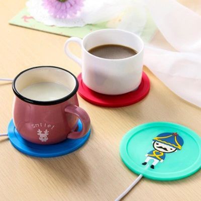 【CC】 USB Drink Mug Warmer Cartoon Silicone Thin Cup-Pad Office Household Electric Insulation Coaster