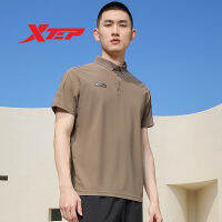 Xtep ปกเสื้อแขนสั้นสำหรับผู้ชาย,ปกคอเสื้อแนวธุรกิจผ้าไอซ์ซิลค์แขนสั้นกีฬา877229020238ใหม่