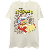 Cartoon Movie the Flintstones and Muttley Dog Graphic Print Mens Cotton Crew Neck Short Sleeve T-Shirt Valentines Day gift