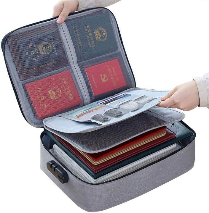 Large Capacity Files Storage Bag 3 Layer Passports Organizer Bag with
