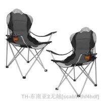 hyfvbu☾✙  [2Pack] Oversized Folding Camping Chair  Heavy Duty Padded Chairs with Cup Holder Supports 330 for AdultGrey