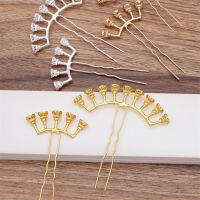 【CW】5pcslot Long Hair Combs Gold Silver color u-Shape Flower Spacer Hairpins Hair Sticks Hair Pin Hairpin