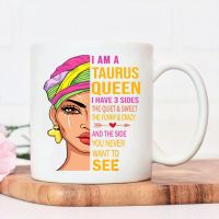 Womens TAURUS QUEEN Pattern Printing Water Cup FUNNY TAURUS ZODIAC Coffee Mug Ceramic Mug Fashion Juice Mugs