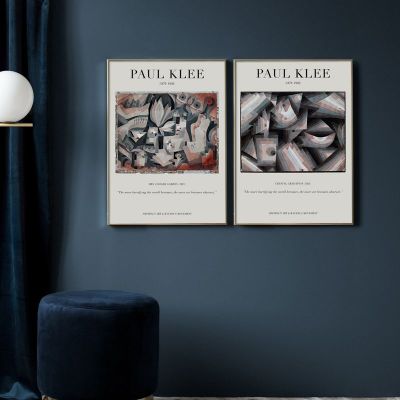 Paul Klee บทคัดย่อเรขาคณิตนิทรรศการผนังศิลปะพิมพ์ผ้าใบจิตรกรรมวินเทจอร์ดิกโปสเตอร์สำหรับห้องนั่งเล่นตกแต่ง