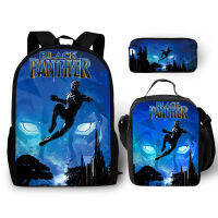 Marvel Comic-S Black Panthers Boys Girls Cartoon Backpacks Shoulder Bags Pen Cases New Children S School Bag Three-Piece Set