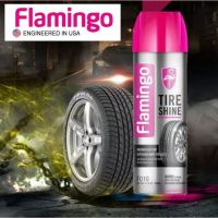 ??Flamingo Tire Shine สเปรย์เคลือบยางเงาดำ "แบบสเปรย์น้ำ" เคลือบเงายางรถยนต์ เพิ่มความเงาดำ ให้ยางเหมือนใหม่