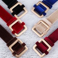 【CW】 Velvet Sweater Accessories for Women 39;s Dresses with Square Buttons and Waistbands Women Can Wear Belts on The Runway Strap Belt