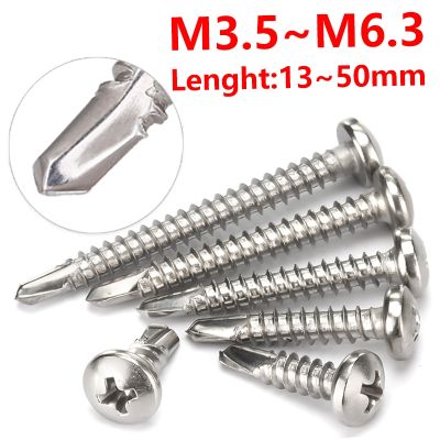 6 8 10 12 14 Phillips Stainless Steel Self Drilling Screw Thread Self Tapping Screw Bolt M3.5 M4.2 M4.8 M5.5 M6.3 Pan Head