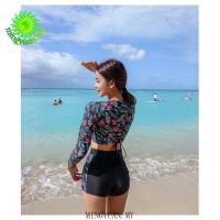 floral print diving suit women long sleeve swimsuit dry quickly