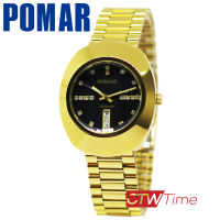 Pomar นาฬิกาข้อมือผู้ชาย Automatic สายสแตนเลส รุ่น PM8133GG04 (สีทอง / หน้าปัดดำ พลอย 18 เม็ด)