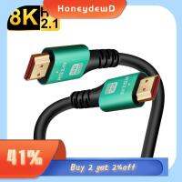 HONEYDEWD อุปกรณ์ระดับพรีเมียม 48กิกะบิต แผ่นชุบทอง เอชดีทีวี สายเคเบิล2.1ที่รองรับ HDMI 8K 60Hz 4K 120Hz สายดิจิตัล เอชดีอาร์